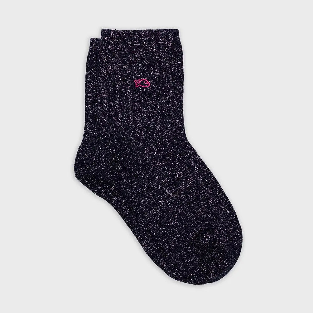 Glitzer Socke - Marineblau