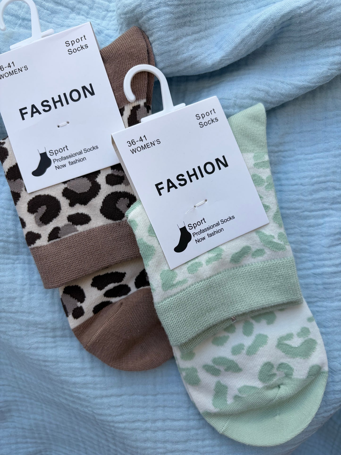 Leo Socke - weiß & mint