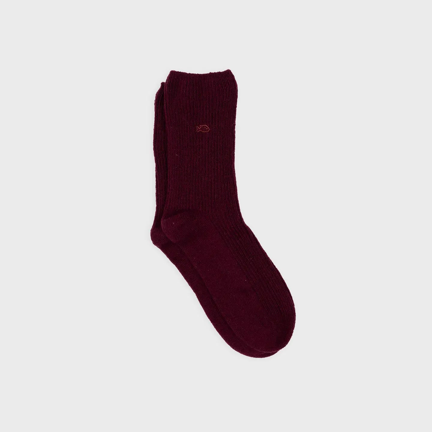 Wollsocken mit Angora- Bordeaux