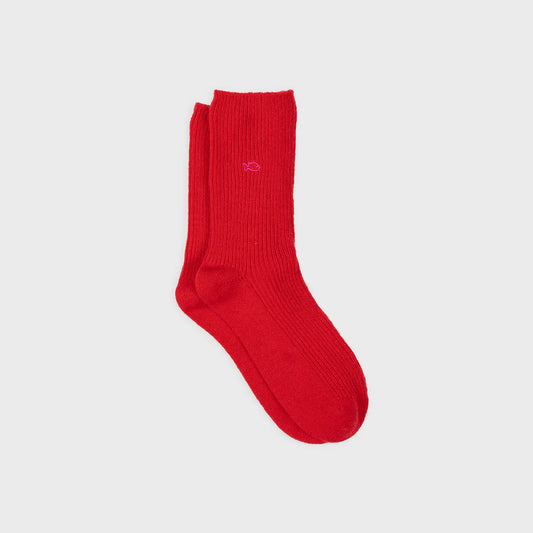 Wollsocken mit Angora- Rot
