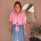 Leinen Bluse zum Knoten