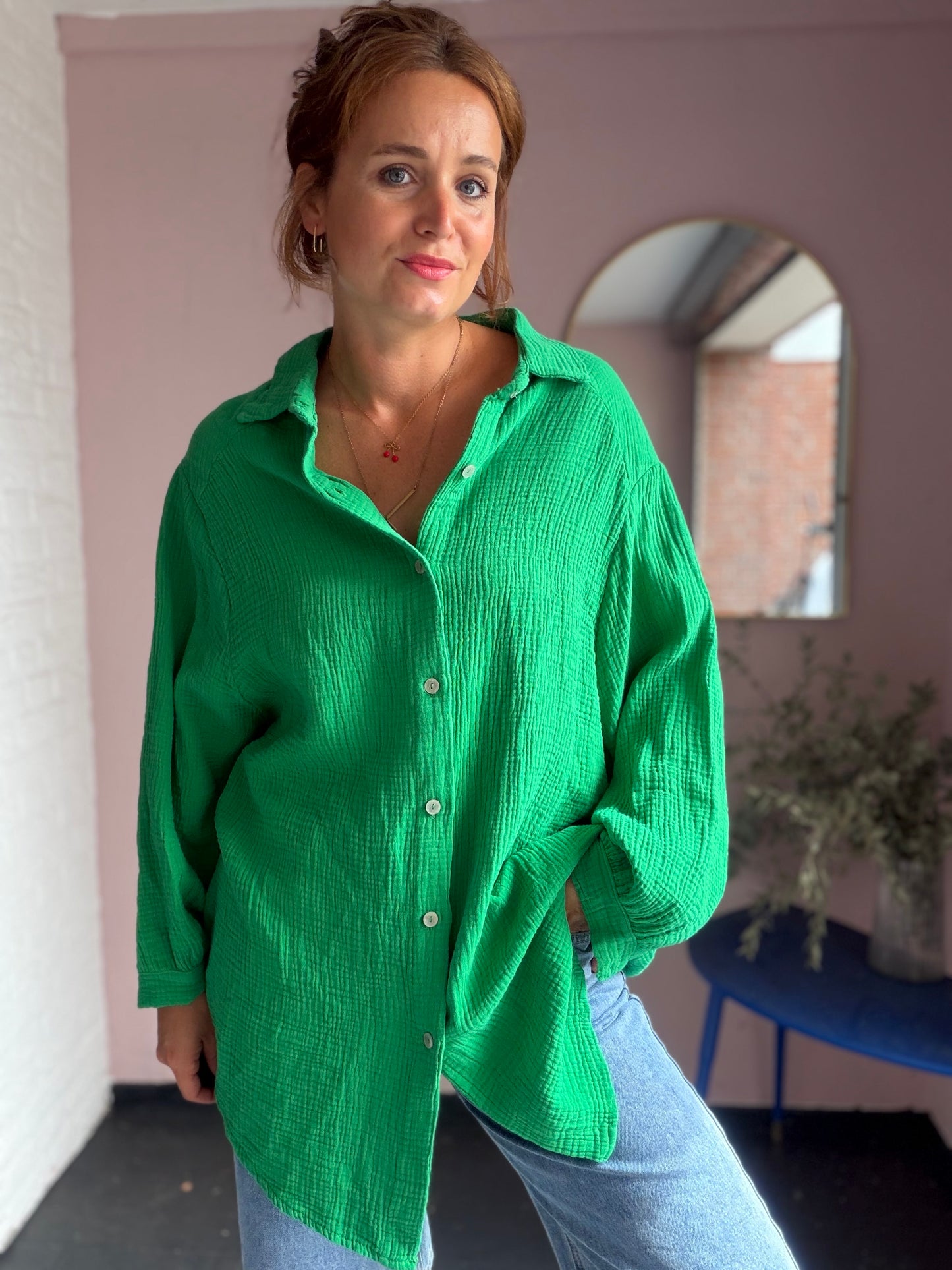 Oversized Musselinbluse