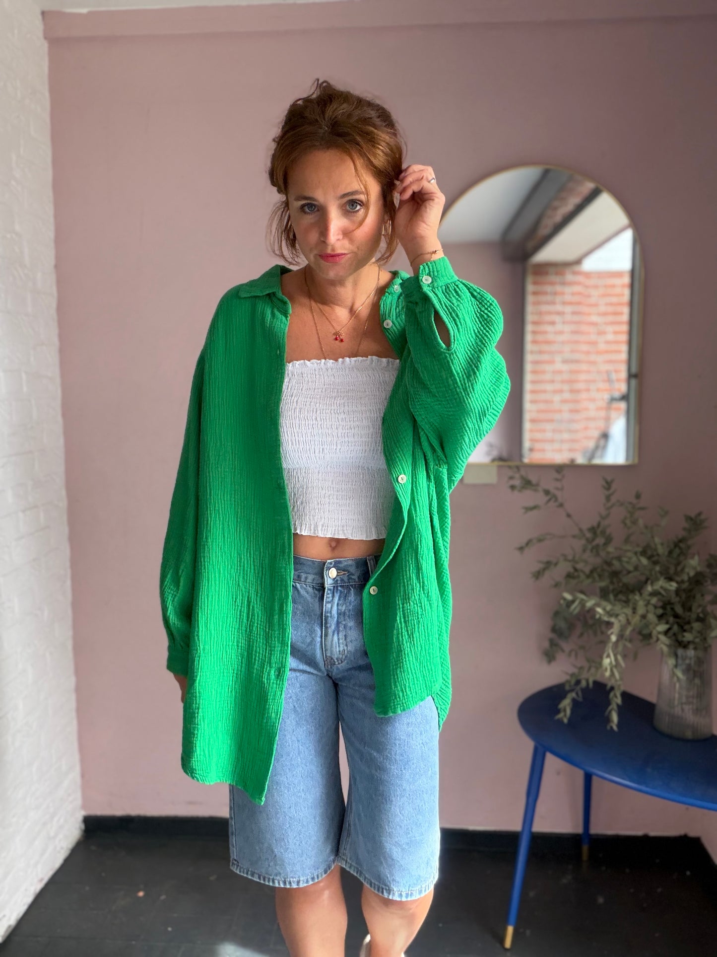 Oversized Musselinbluse