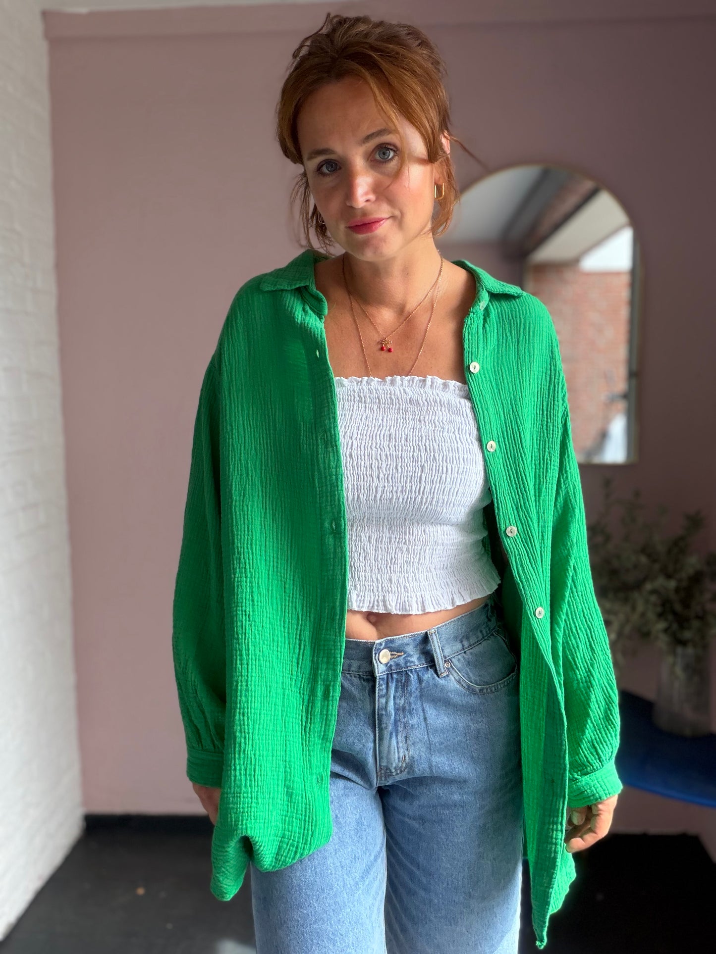 Oversized Musselinbluse
