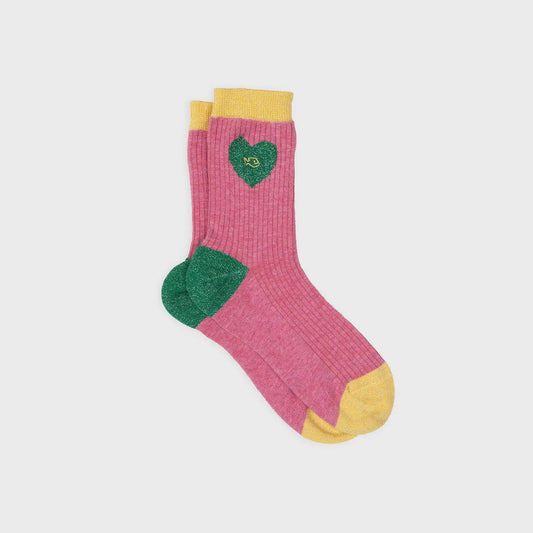 Socke Herz - Rosa / Grün