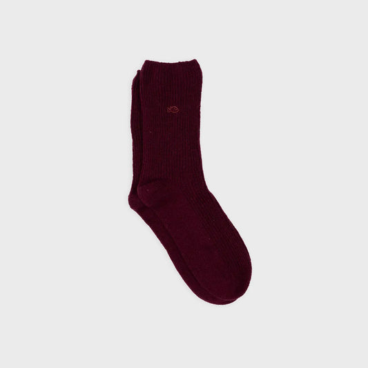 Wollsocken mit Angora- Bordeaux