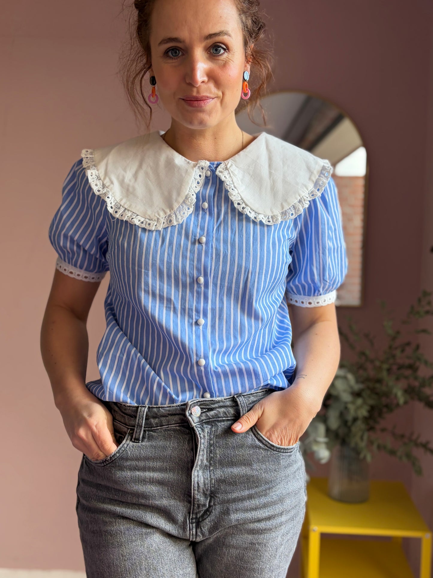 Bluse mit Bubikragen