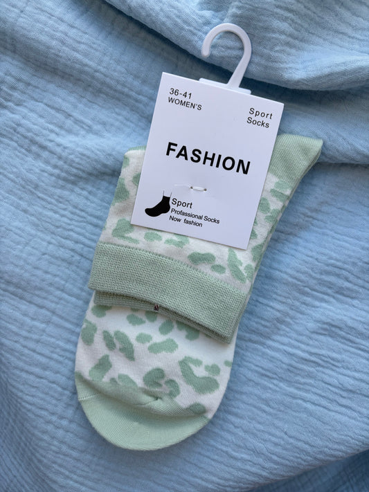 Leo Socke - weiß & mint