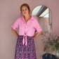 Leinen Bluse zum Knoten