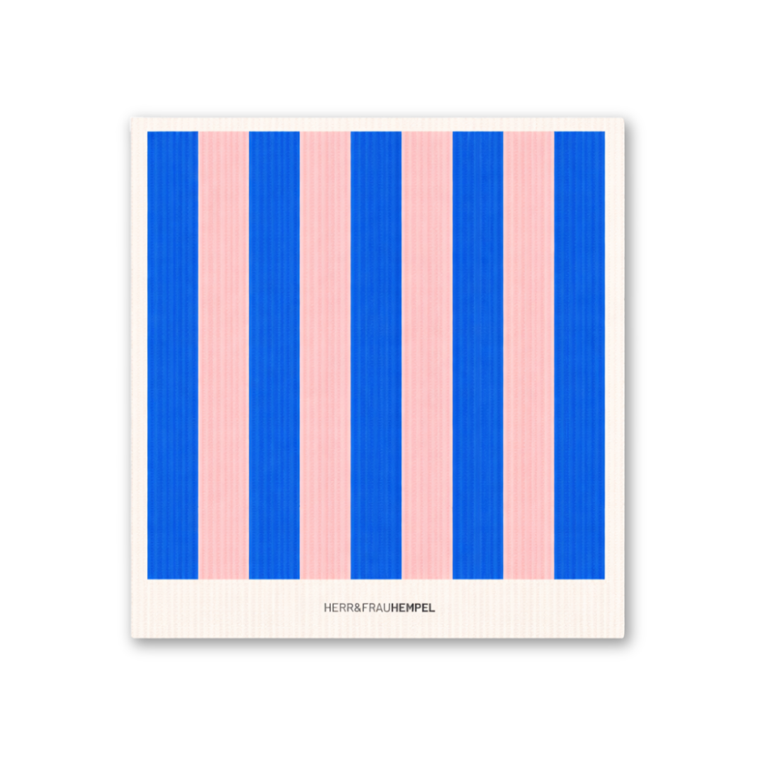 Schwammtuch Streifen blau-rosa